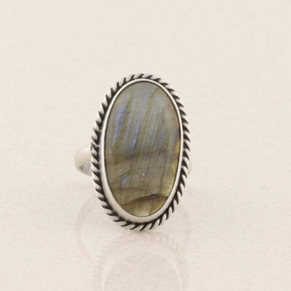 Sterling Silver Natural Labradorite Ring Size 8 1/2